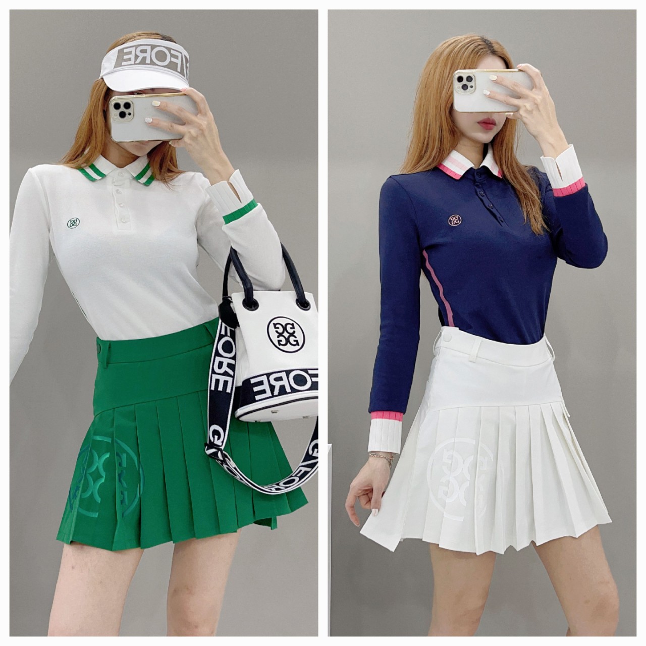 지포어 투톤 컬리 피케이 폴러 셔츠*